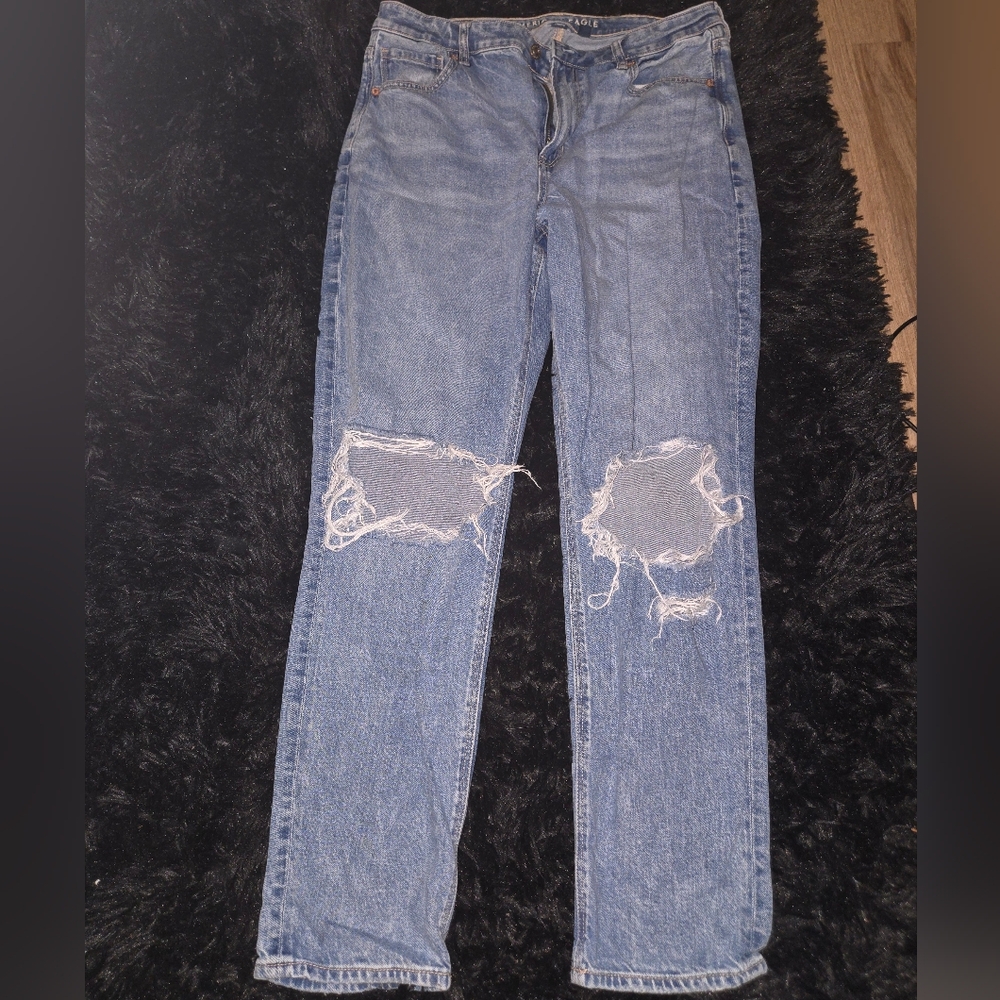 American Eagle Outfitters Ripped Blue Boyfriend Jeans
